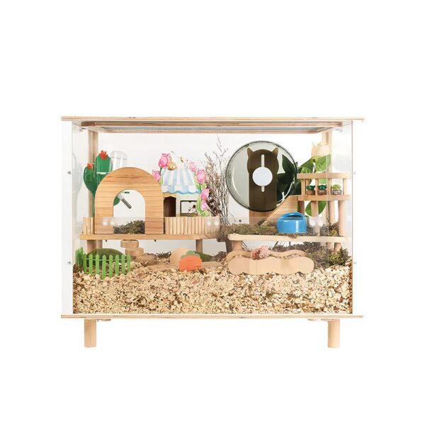 all-in-one wooden hamster cage with accessories